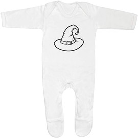 Azeeda 6-12 Month 'Witchs Hat' Baby Romper Jumpsuit/Sleep Suit (SS00080183) White