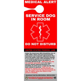 Laminated/Sturdy/Double Sided/Service Dog Door Hanger, Service Animal ADA INFO Hanger ID Card, Service Dog Sign (SDDH-112) Quantity (2)