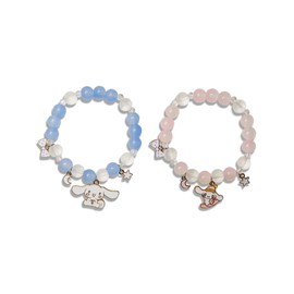Kawaii Beaded Bracelet, Cinnamoroll Crystal Bead Bracelet, Elastic Attraction Relationship Friendship BFF Best Bracelets for Girls Women Friendship Jewelry, alloy, Crystal