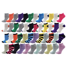 48 Pairs Womens Low Cut Ankle Socks, Comfortable Lightweight Breathable Athletic Bulk Pack Wholesale