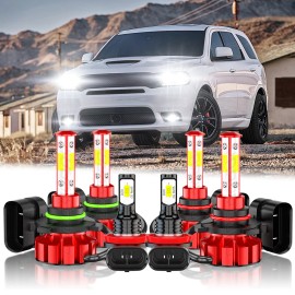 CHUSYYRAY For Dodge Durango 2016-2020 6000K LED Headlight Hi-Lo Beam Fog Light Bulbs Kit