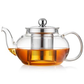 Glass Teapot with Removable Infuser, 27 oz/800ml Glass Tea Pot Small Borosilicate Glass Tea Steeper Kettle with Loose Leaf Tea Strainer For Flower Blooming Tea, ClearTea Maker Pitcher