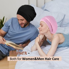 Satin Bonnet Silk Lined Sleep Cap- Adjustable Hair Cover for Women Men Frizzy Hair Night Cap Patients Care, Khaki, One Size