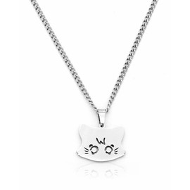 WUNZILO 1 x Women's Stainless Steel Cat Pendant Necklace Cute Cat Necklace Butterfly Chain Gift Valentine's Day Birthday for Women Girls 60 cm with Gift Box
