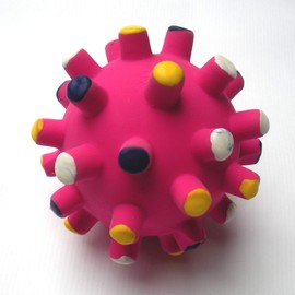 WantChew Latex Dog Squeaky Chew Toy Spiked Floral Ball 2.36"