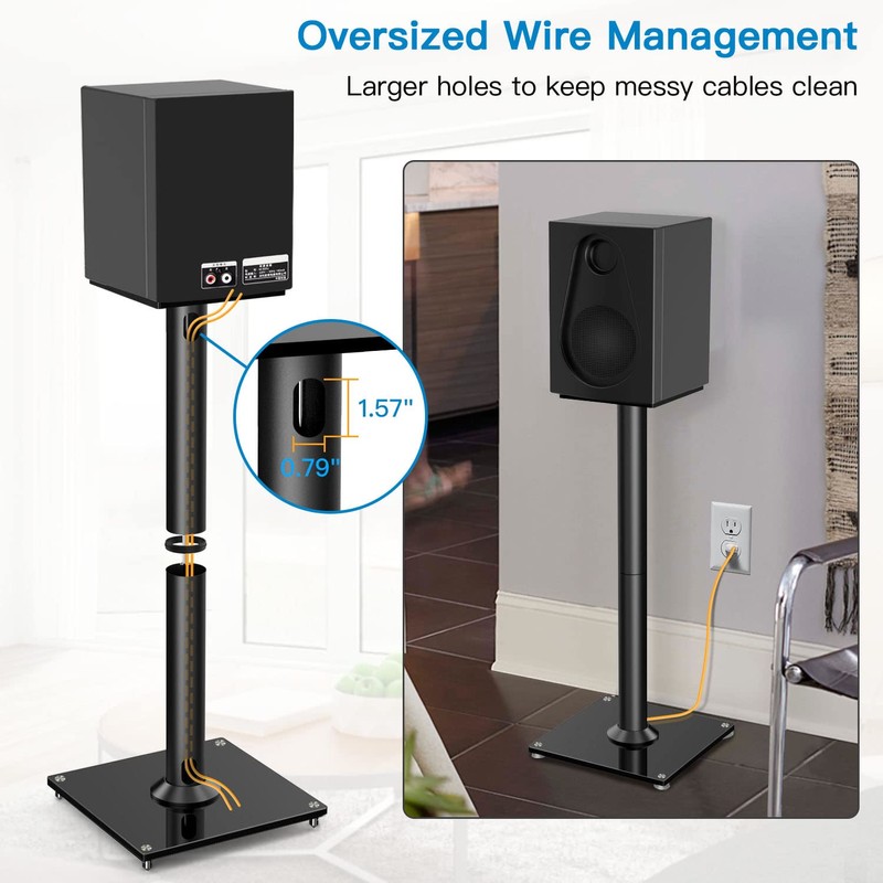 PERLESMITH Universal Floor Speaker Stands 26 Inch for Surround Sound,