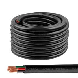 YDDECW 50ft 14/4 14 AWG Portable Power Cable (4 Conductor) - SOOW 600V 14 Gauge Electric Wire for Motor Leads, Portable Lights, Battery Chargers and Machinery - 4 Conductor - 50 Feet Electrical Cord
