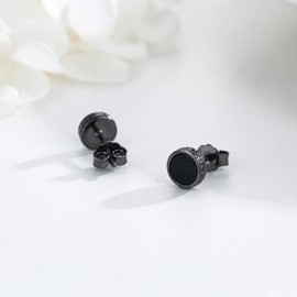 Stud Earrings 925 Sterling Silver Black Onyx Stud Earrings Jewelry Gift for Men Women, Universal, Sterling Silver, black carnelian