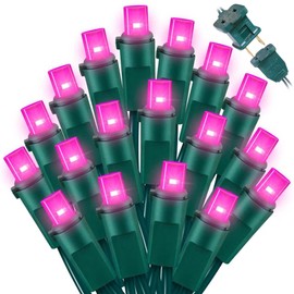 LAMPHOME Pink Wide Angle LED String Lights, 64.8 Ft 300 Count, Pack of 3 Strands 21.9 Ft 100 Lights UL Certified Commercial Grade Green Wire 5mm Holiday String Light
