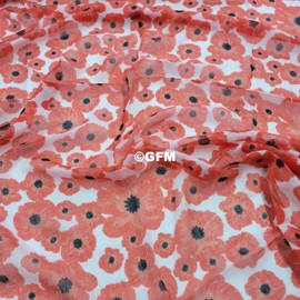 GFM® Poppy Flowers Print Scarf - Remembrance day (FLD-PPYSCF-55-SFD-White)