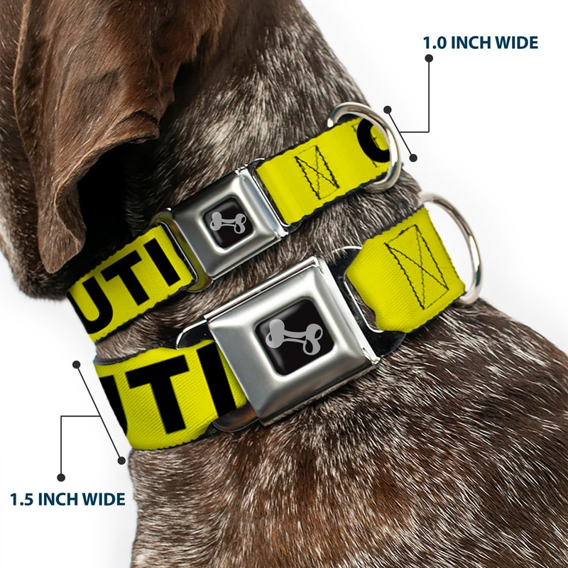 Buckle Down 15-26" Caution Yellow/Black Dog Collar Bone, Large