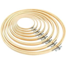 TOKERD 8 Embroidery Hoop Set Wooden Bamboo Cross Stitch Frame Adjustable Embroidery Rings Hoops Round Bamboo Circle Set Sewing Machine Embroidery Ring Cross Stitch Hoop for Decoration DIY Sewing