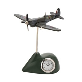 Miniature Spitfire Clock Airplane Model Air Force Aircraft Desk 9cm Men Gift New