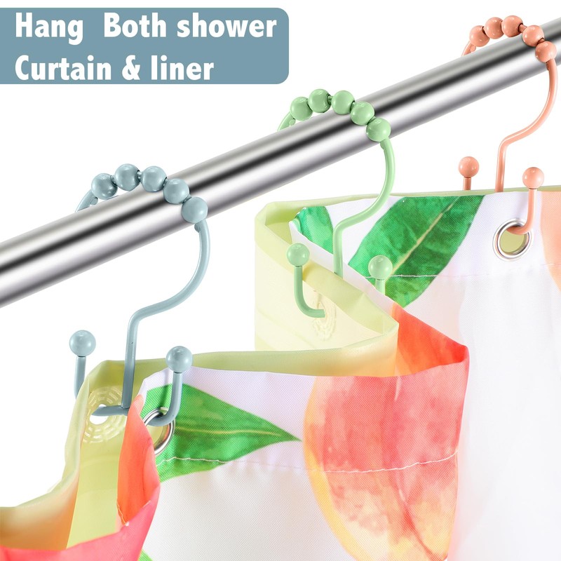 Wenqik 12 Pcs Colorful Shower Curtain Hooks Bohemian Rainbow Color