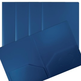 Heavyweight Blue Plastic 2 Pocket Portfolio Folder, Letter Size Poly Folders by Better Office Products, 24 Pack, Royal Blue (no prongs)