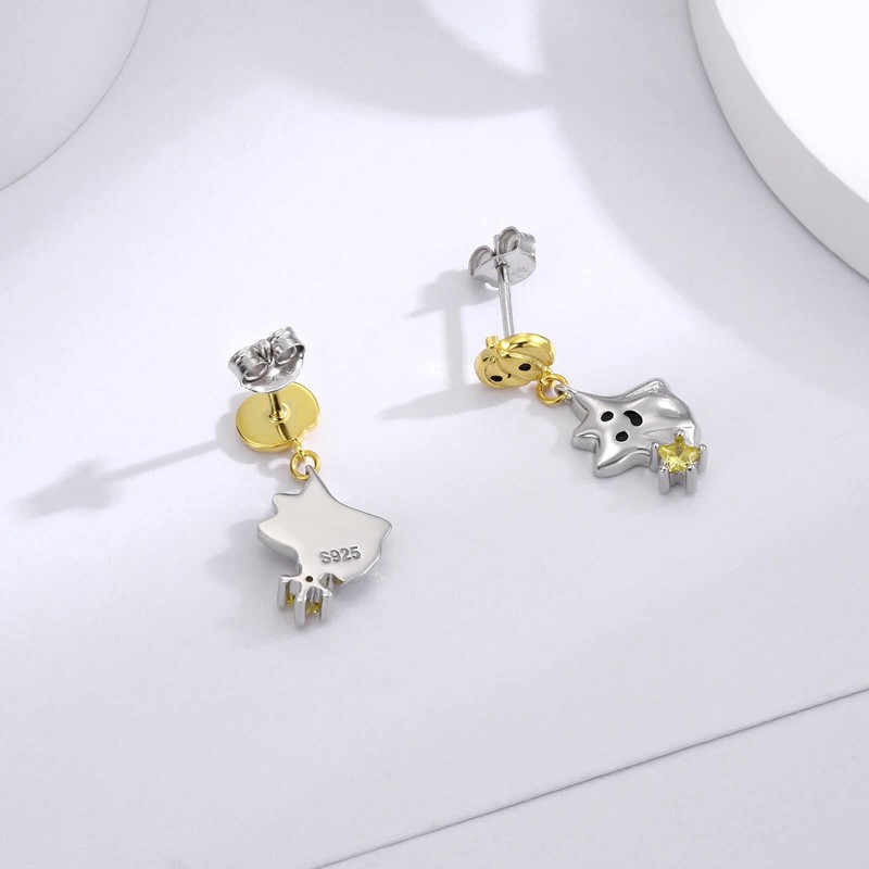 925 Sterling Silver Halloween Earrings Cute Pumpkin Ghost Stud Earrings