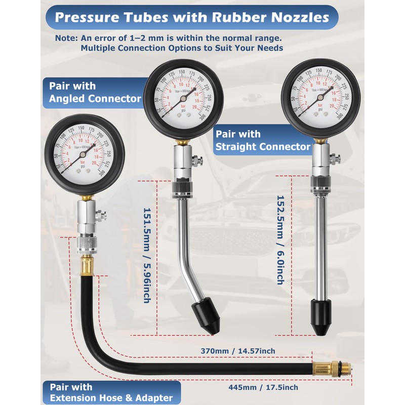 DAYUAN 8pcs Professional Petrol Engine Compression Tester Kit Set for