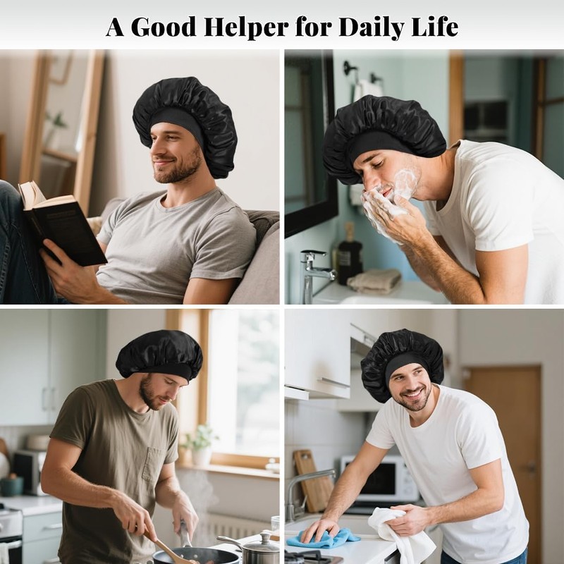 Satin Bonnet for Men, Silk Bonnet for Sleeping with Wide
