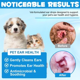 Ear Drops for Dogs 2pack-Effectively Clean Pet Ear Canal Earwax-Mild and Effective 4oz