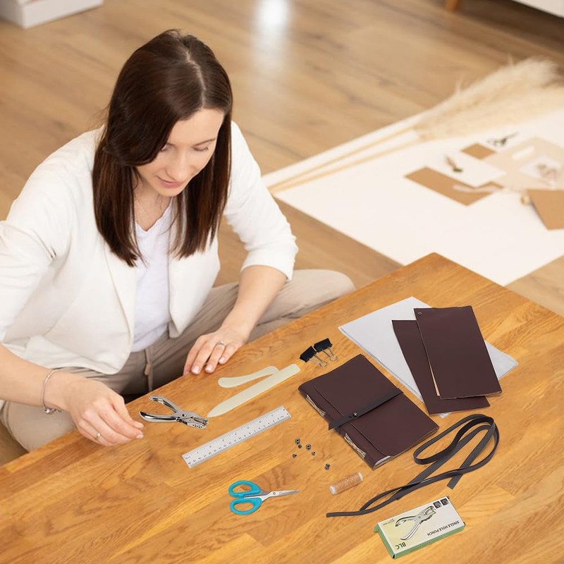 WEBEEDY 89Pcs Bookbinding Kit for Beginners DIY Leather Journal Bookbinding