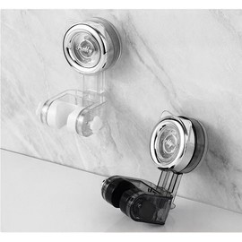 2025 New Model Adjustable Suction Cup Shower Head Holder, Universal Handheld Shower Bracket for Bathroom Use, No Drilling Required for Installation(Transparent Black)
