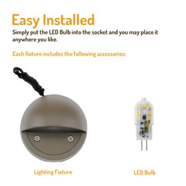 Lumina LED Low Voltage Landscape Lighting Cast-Aluminum Deck and Step Lights Warm White 2W G4 LED Bulb Included Garden Yard Decoration Lights for Stair Pathway Bronze Finish DSL0103-BZLED12 (12PK)