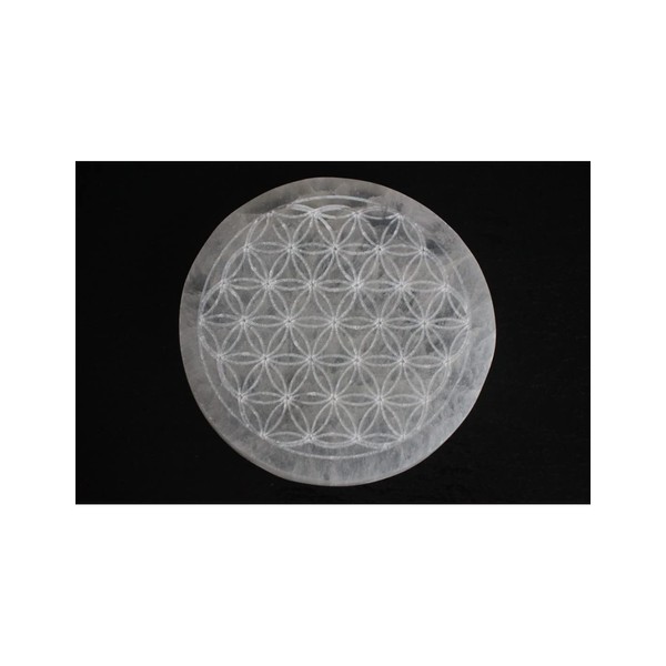 Selenite Charging Plate Flower of Life Charging Plate Large Crystal Plate Natural Energy Plate Stone Gemstone Healing Stone Nautrstein Coaster Charging Charging Round White