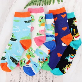 Jeasona 5 Pairs Frog Socks for Women Frog Gifts for Women Lovers Teens Girls Mom Cute Fun Funny Socks Animal Print Cotton Christmas Birthday Mothers Day Gifts