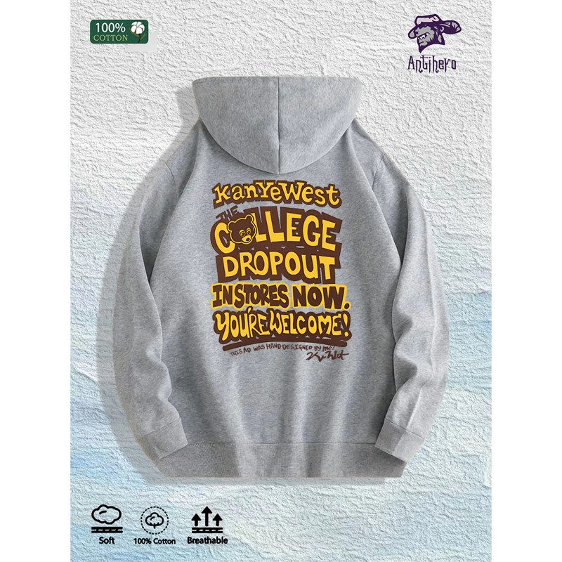 Kanye West "College Dropout" Graphic Hoodie 100% Cotton US Warehouse