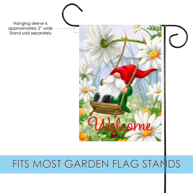 Toland Home Garden 1112626 Welcome Swing Gnome Spring Flag 12