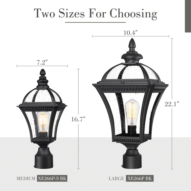 Emliviar Farmhouse Outdoor Post Lighting, Exterior Pole Lantern with Seeded
