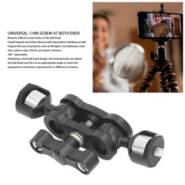 Double Ball Head Mount Adapter, 1/4in 360 ° Rotatable Magic Arm Camera Mount, Aluminum Multi Function Dual Ball Head Adapter for DSLR/Monitor/Video Lights
