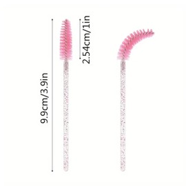 Crystal Eyebrow Spoolies Brush Set (100 Pcs, Pink) with Travel Case - Disposable Mascara Wands for Lash Extensions & Professional Use