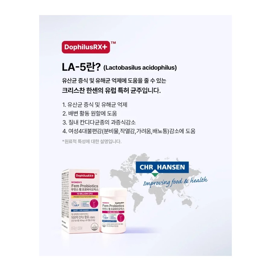 Fem Dophirus RX 10 Billion Women's Lactobacillus Probiotics 60 Capsules (2) Candida Vaginitis