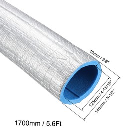 PATIKIL 5.6Ft Pipe Insulation Foam Tubing, 125mm(4-15/16") ID 140mm(5-1/2") OD Heat Preservation XPE Foam Tube Wrap with Aluminum Foil for AC Unit Air Conditioning Water Pipe, Silver Blue