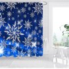 FuShvre Snowflakes Shower Curtain Dark Blue Christmas Bathroom Curtain with