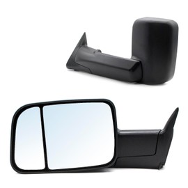 ReYee Pair Towing Mirrors compatible with 1994-2001 Dodge Ram 1500 1994 1995 1996 1997 1998 1999 2000 2001 2002 Dodge Ram 2500 3500 Truck Manual Adjusted Black Housing Set Left Right