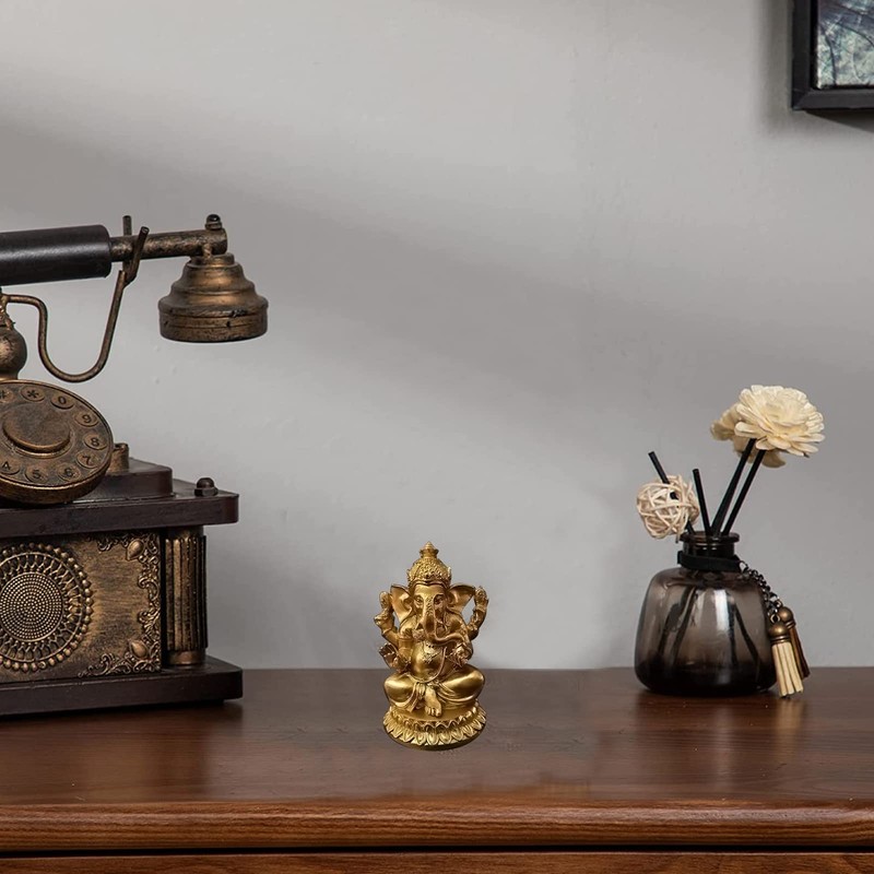 Ganesha God Indian God, Gold, Ganesha, Elephant, Object, Interior, Good