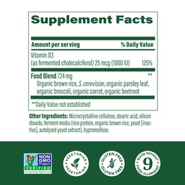 MegaFood MegaFood Vitamin D3 1000 IU (25 mcg) - Vitamin D Supplements with Real Food, Immune Support, Supports Bones, Teeth & Muscles, Vegetarian, Gluten-Free, Non-GMO, Kosher ?90 Tablets, 90 Servings
