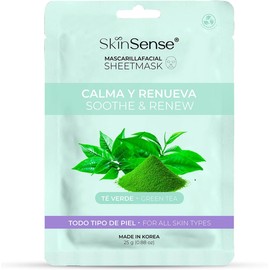 Skin Sense - Mascarilla Facial de Tela Biodegradable Coreana (1 Piezas) Hecho en Corea Ecológicas y Naturales - Innovadora Tecnología de Corea con Té Verde