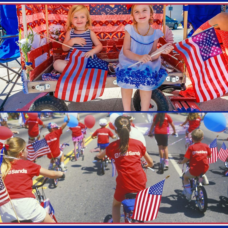 Shimeyao 450 Pcs Mini American Flags on Stick Bulk, 8x12