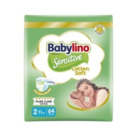 Babylino Sensitive Cotton Soft No2 (3-6kg), 64pcs code: 82620Ν