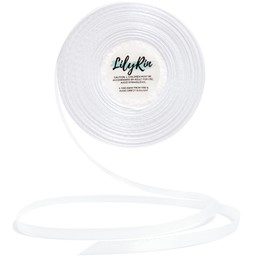 White Ribbon 1/4 Inches 36 Yards Satin Roll Perfect for Scrapbooking, Art, Wedding, Wreath, Baby Shower, Packing Birthday, Wrapping Christmas Gifts or Other Projects