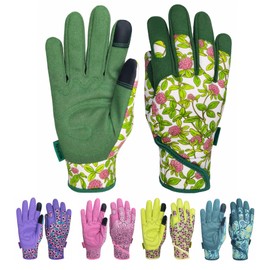 MSUPSAV Gardening Gloves for Gardening,Synthetic Leather Garden Gloves,Work Gloves with Touch Screen,Best Gifts for Women,Green, Medium