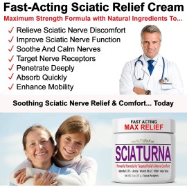 Nuturna Sciatica Nerve Cream - Maximum Strength Comfort Cream for Feet, Hands, Legs, ...