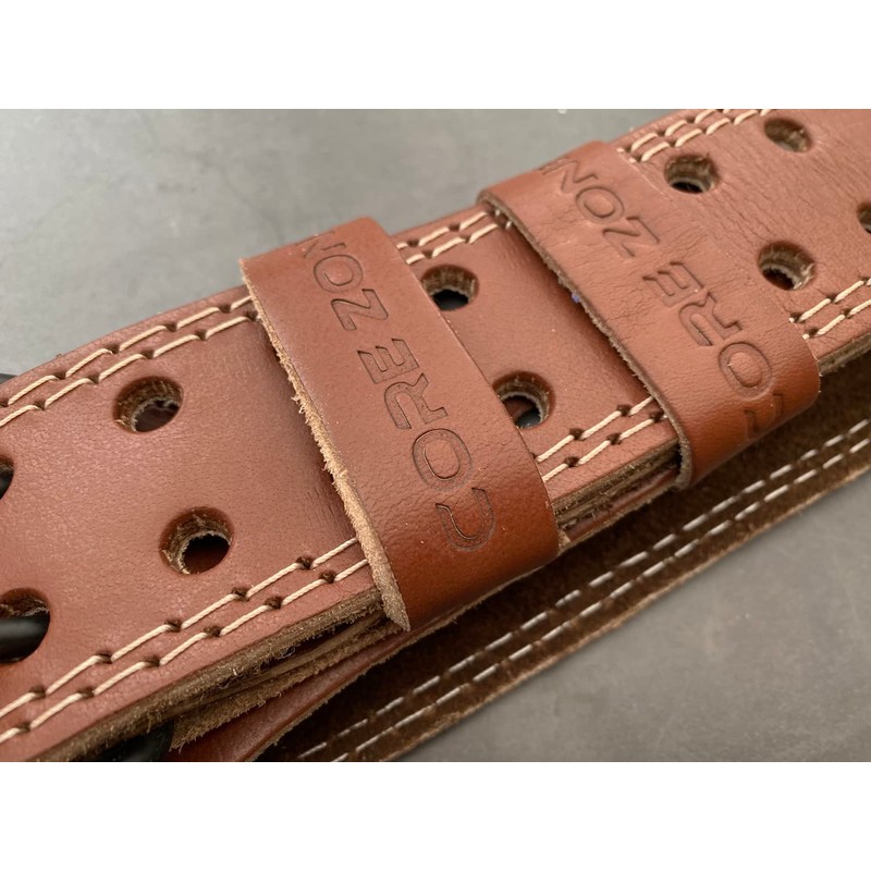 COREZONE Genuine Leather 4" Weight Lifting Belt for Men and