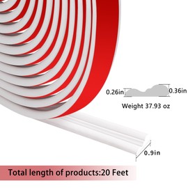 moonoom 20 Ft x 0.9''Wall Decoration Molding Trim,Self-Adhesive 3D Chair Rail Panel Molding, Flexible DIY Wall Trim for Wall Mirror Window Frame and Home Decoration