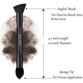 Dual-Ended Hairline Powder Brush Concealer Brush Precision Makeup Brush Set with Sponge Tip for Seamless Blending Hair Touch Up And Contouring Blending (Dual-Ended Brush)