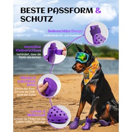 Dog Shoes Paw Protection Outdoor - Dog Shoes Waterproof, Easy to Put on and Take Off, Breathable, Non-Slip, Easy to Clean Dog Boots for Summer Heat and Winter Snow (Purple, XS)