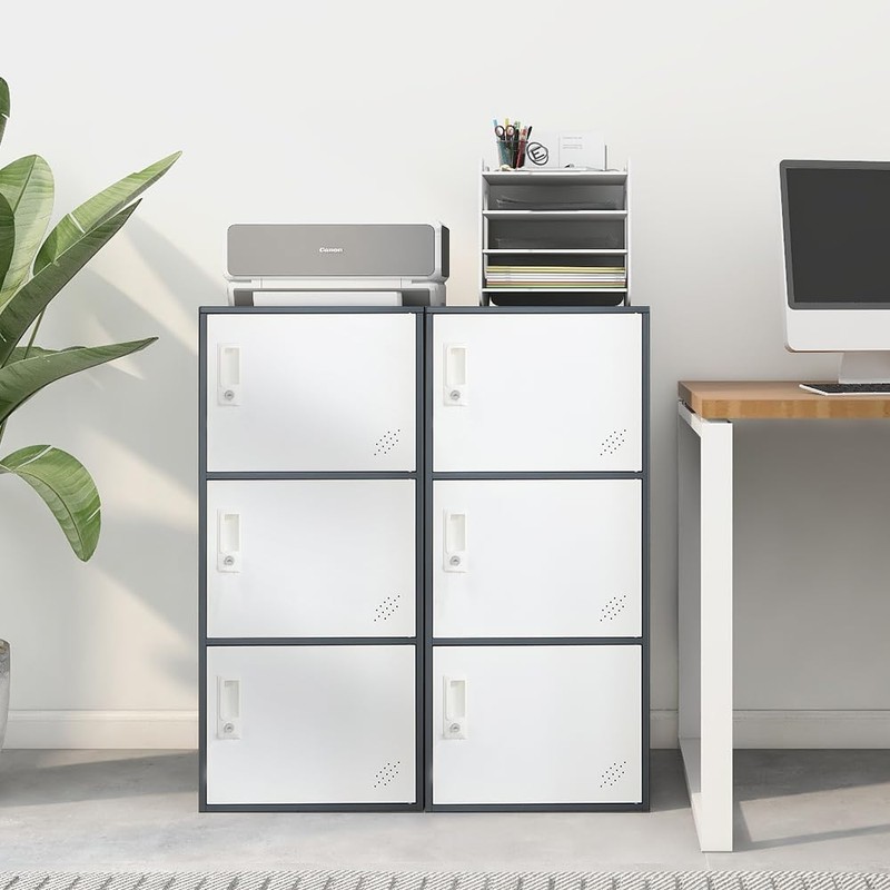 WISUNO 3 Door Vertical Stackable Storage Cabinet with Lock,Anti-Failing Device,